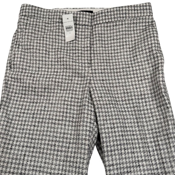Ann Taylor Pants - Ann‎ Taylor The Ankle Pants Womens 4 Gray White Houndstooth High Rise Slim New